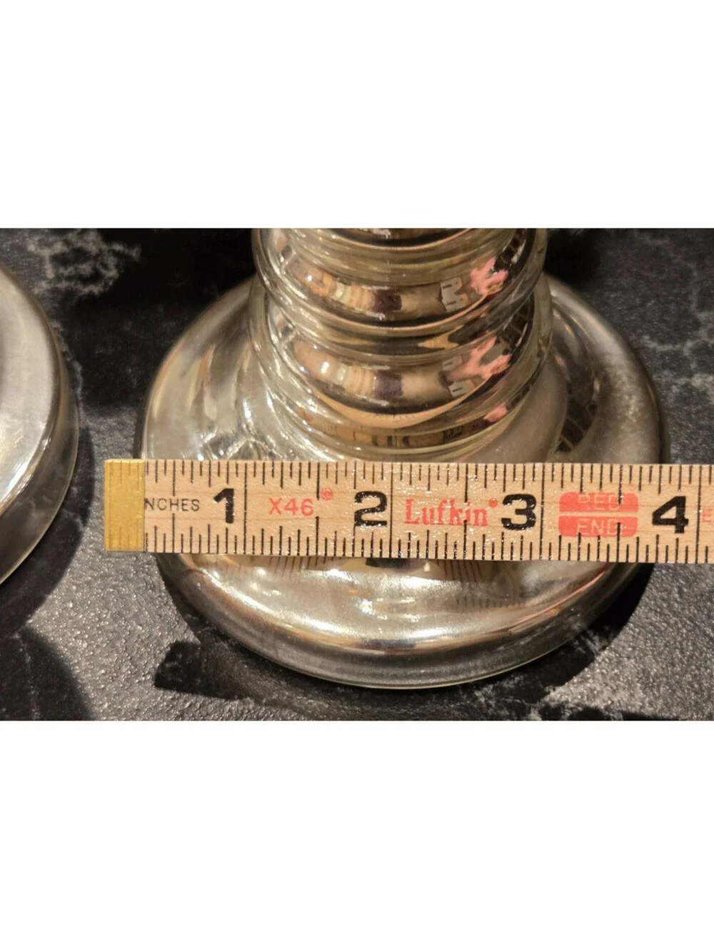 PAIR Mercury Glass Candlesticks Silvered Turned Column Victorian Style Vintage